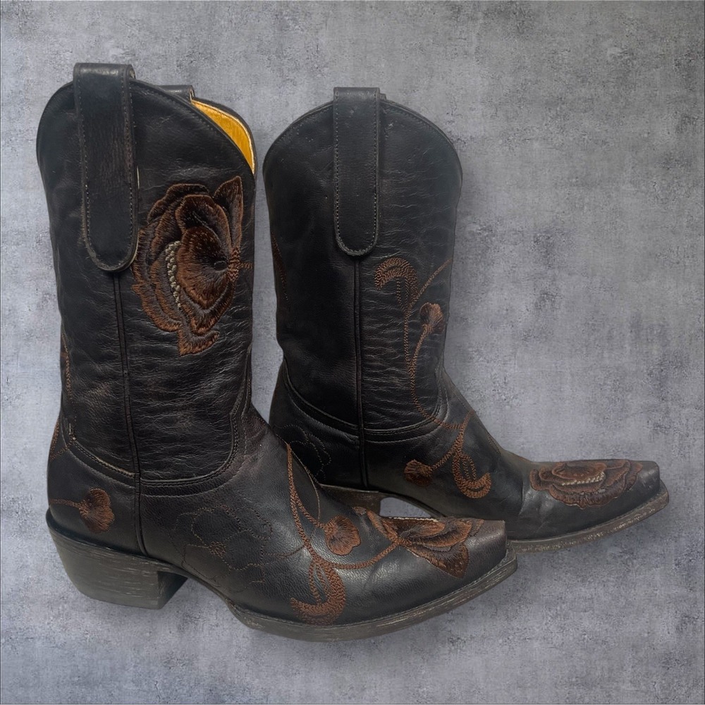 Old Gringo Marsha Floral Embroidered Brown Leather Western Boots Womens 6B Boho